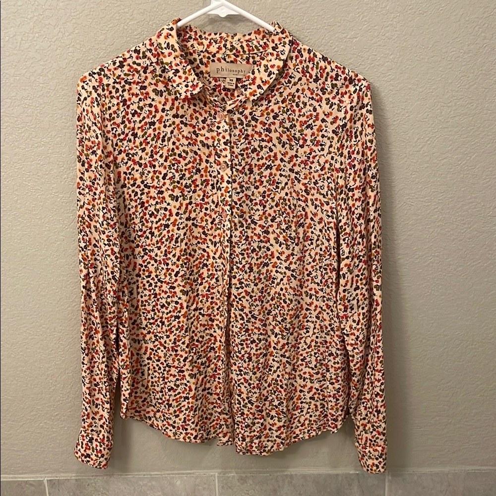 Anthropologie Philosophy Soft Women’s Pink Floral Print Button Up Shirt